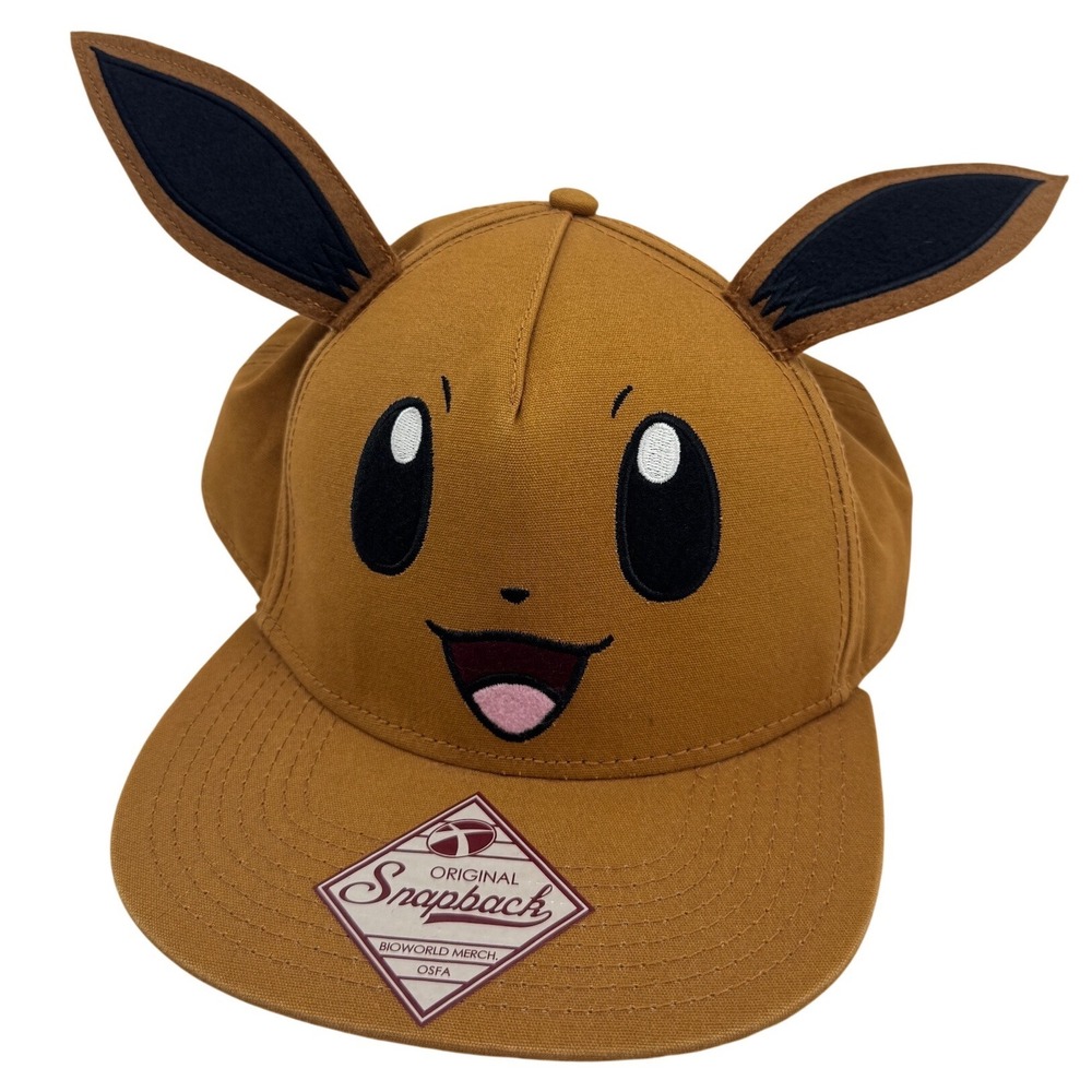 Pokemon Eevee Brown Snapback Hat‎ Bioworld Merch 3D Ears Character Cap OSFA 2016
